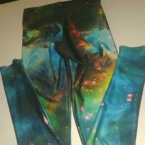 Black Milk galaxy teal leggings